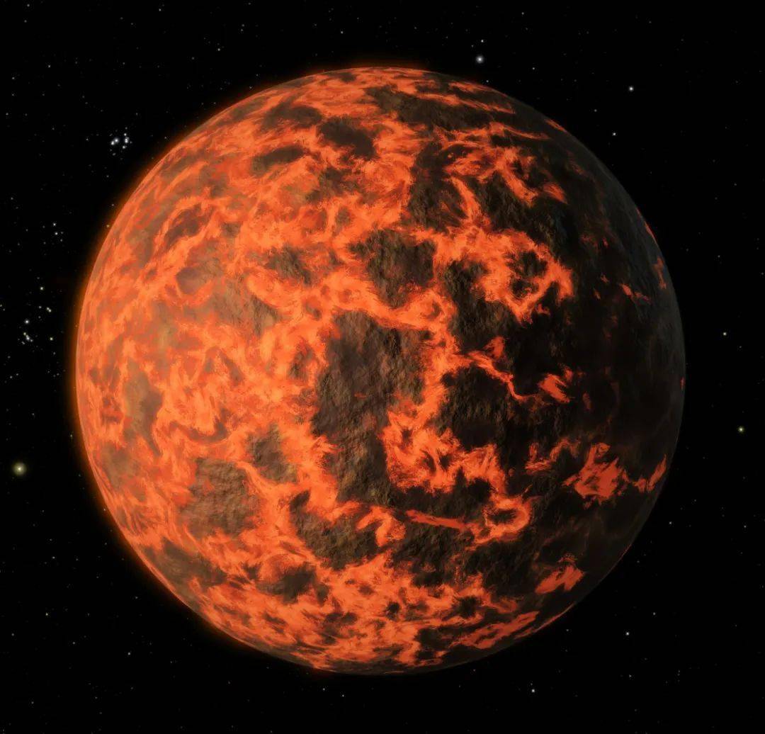 ▼(原始地球温度极高,是一个熔融的岩浆球;下图为距离太阳系33光年