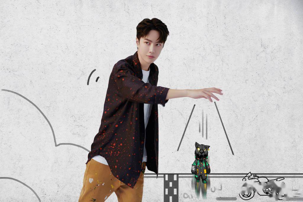 王一博快乐大本营侧拍花絮照公开一豹和他的小黑豹同框啦