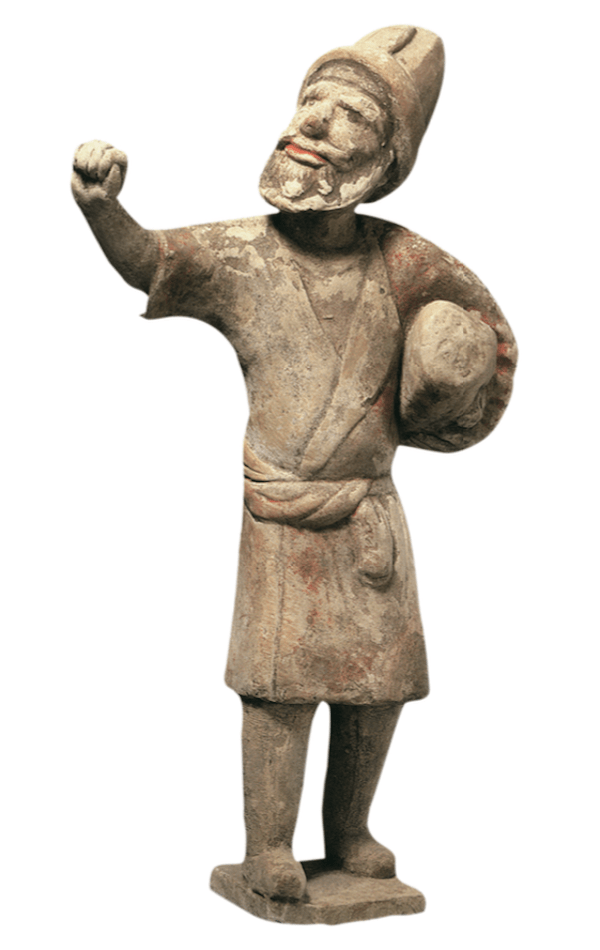 唐俑中的波斯胡商与小贩群体背曲腰弓汗透怀