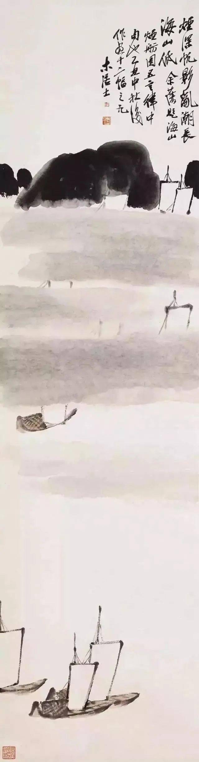 齐白石的"极简"山水画,大师之笔让人叹服!