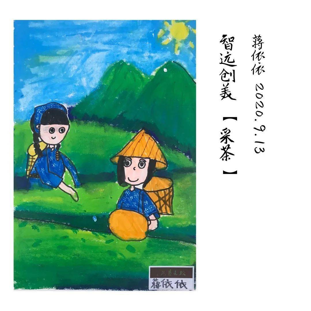 智远创美采茶遥望茶山云雾绕