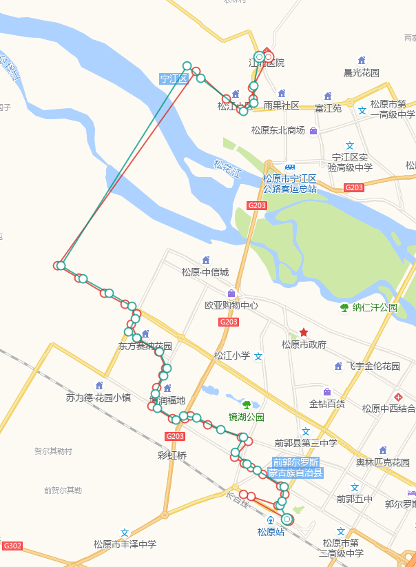 松原66路公交车路线图图片