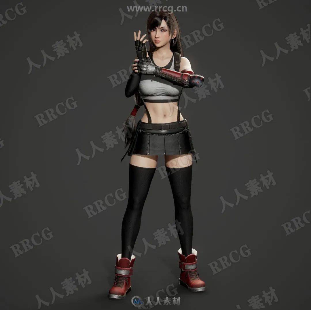 最终幻想7重制版FF7RE女性角色蒂法·洛克哈特Tifa Lockhart高质量3D模型_素材