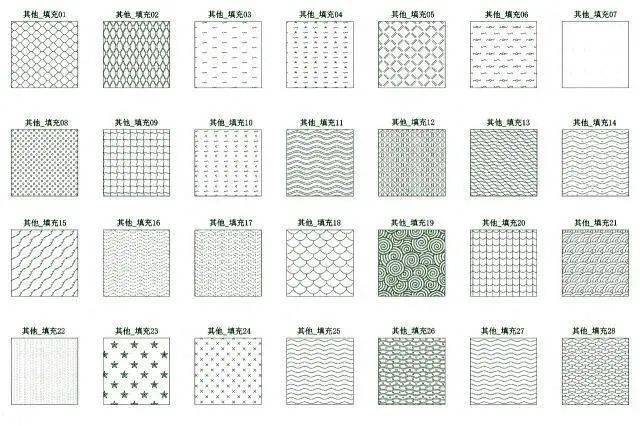 k室内常用cad填充图案180例