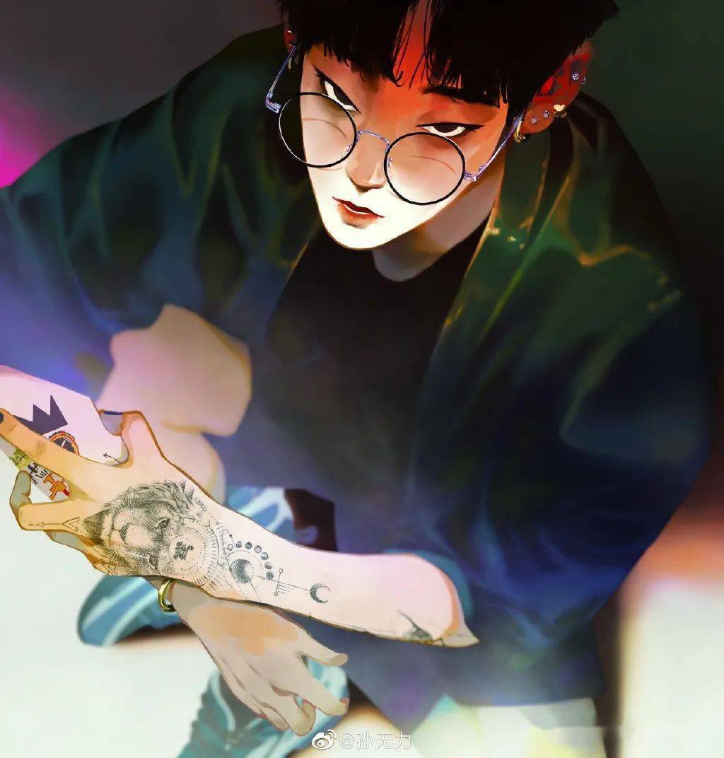 这个美学博主有点帅!孙无力#抽空画自己