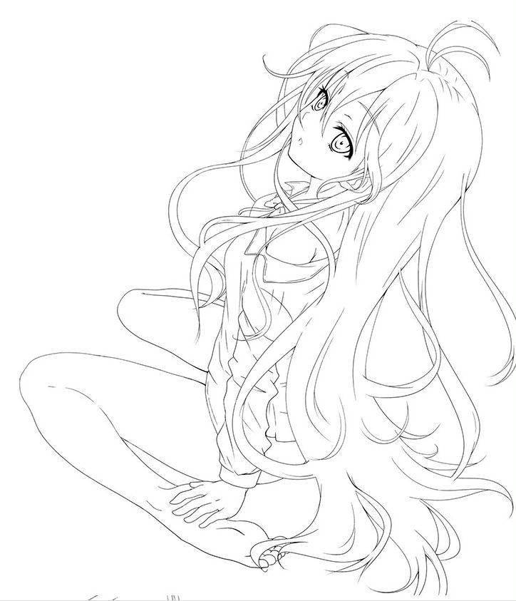 【黑白线稿】美漫卡通画,动漫小美女!精品线稿!