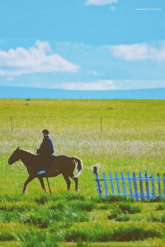 草原上骑马少年王源绿意尚且不知秋