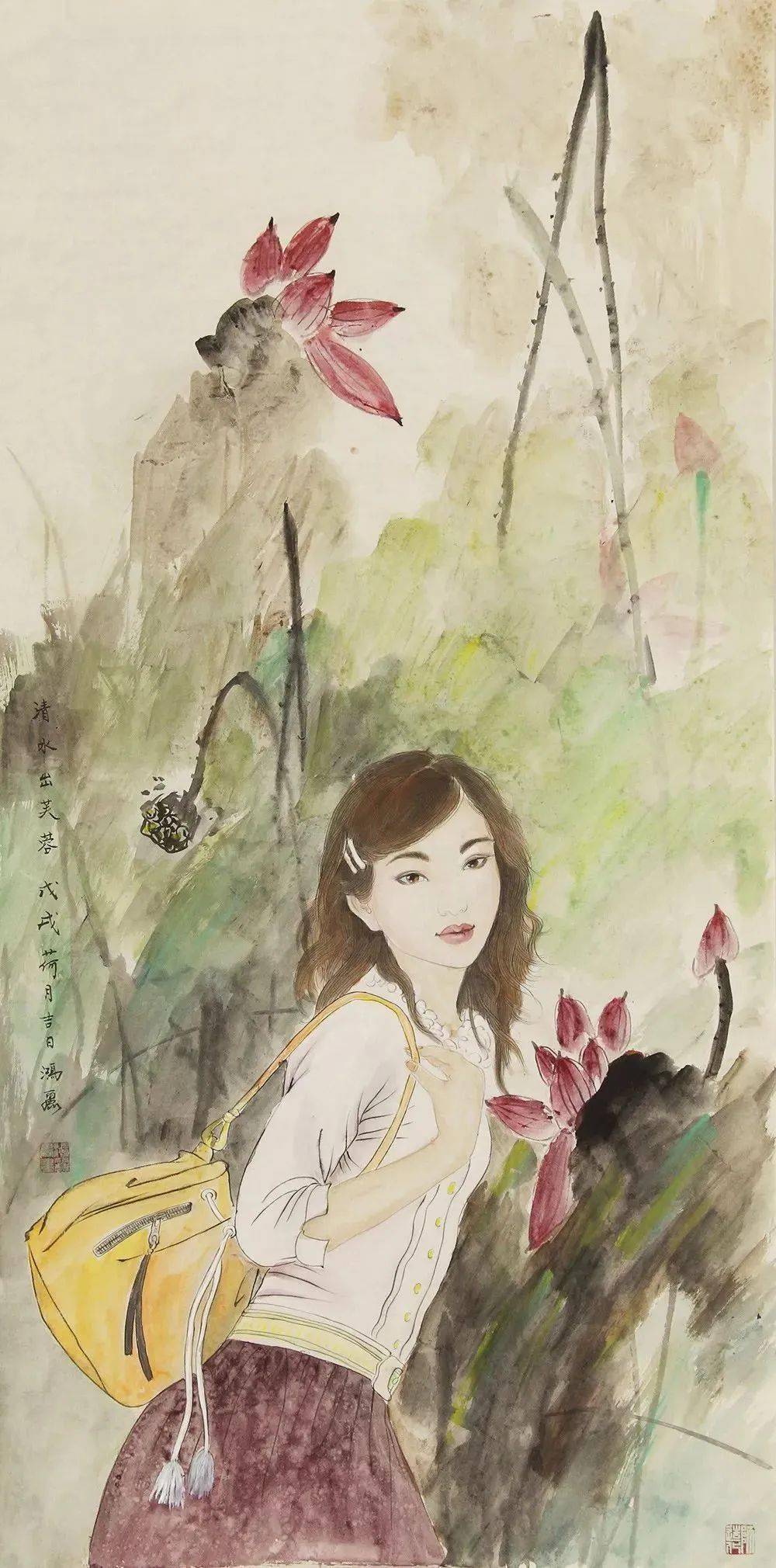 画家张鸿丽善于画大画,尺幅大,气息正,反射出她内心的通透与宁静,心灵