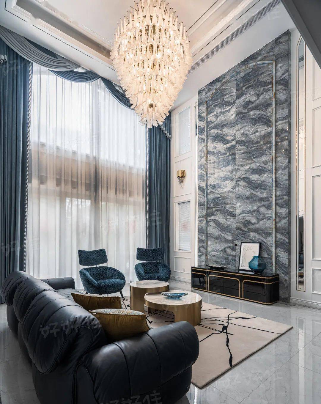 450m法式轻奢别墅,大理石设计应用惹人眼