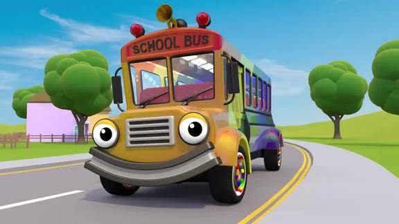 彩虹巴士上的轮子托儿所的节奏