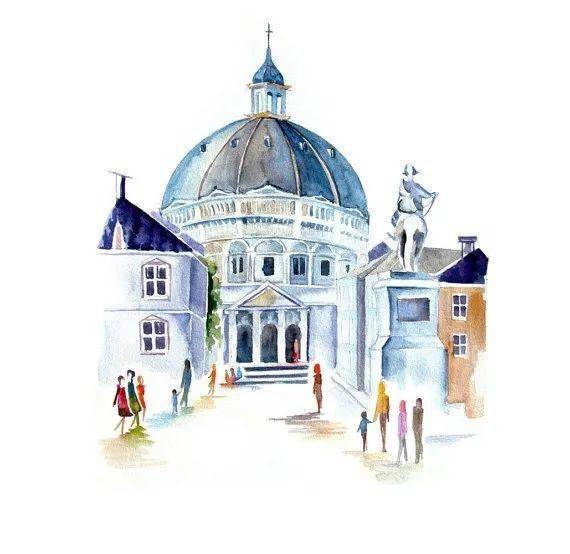 水彩画手绘 |一组水彩建筑水彩手绘作品