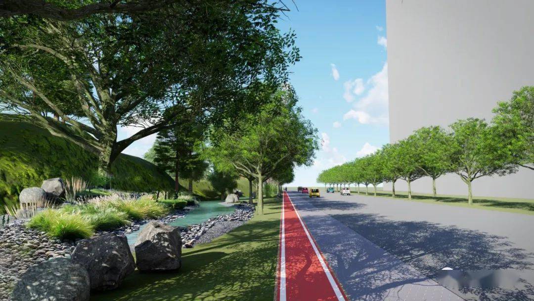 雨水花园效果图同时,绿地内还将种植水杉,银杏等不同特色组团树林