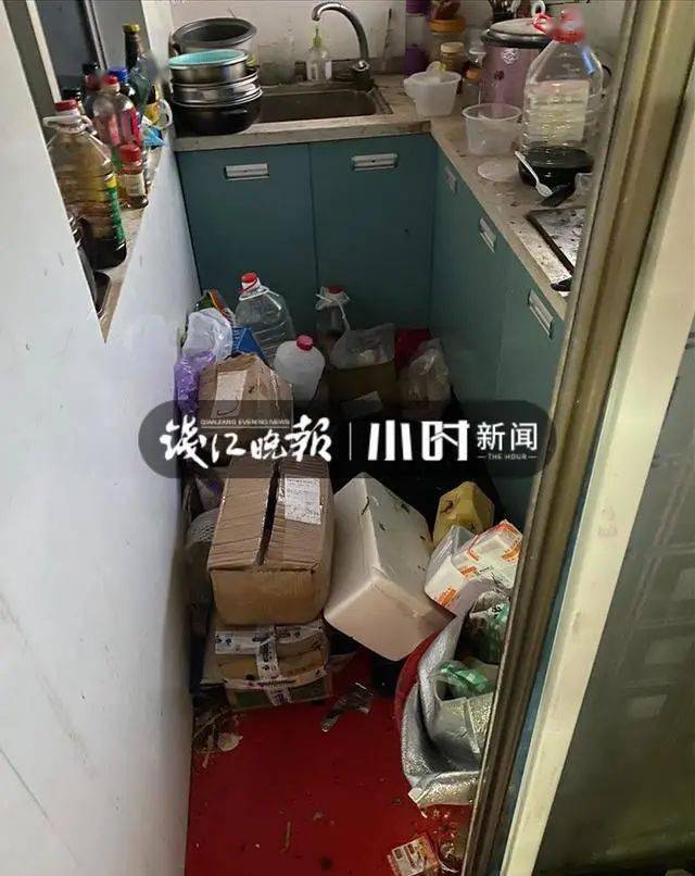 全部都是長了黴斑的垃圾,堆得跟山一樣;廁所垃圾桶裡