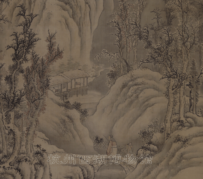 线上赏文物清茅瀚作雪山访友图绢本轴