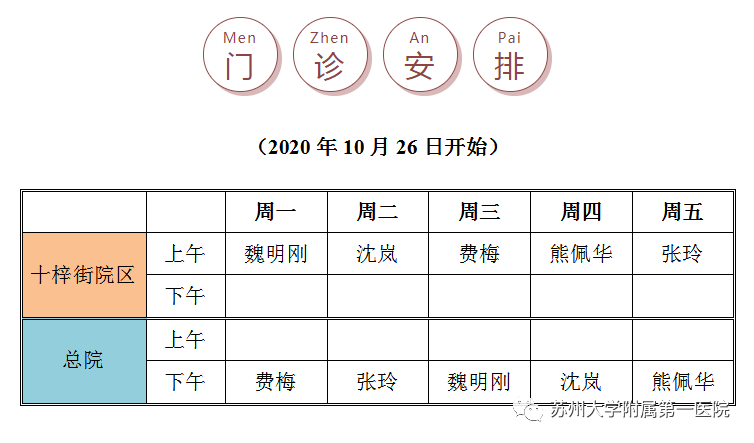 苏大附一院专家门诊表图片