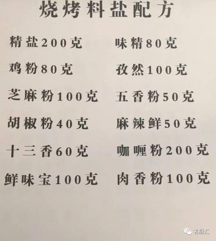 烧烤绝密配方首次公开