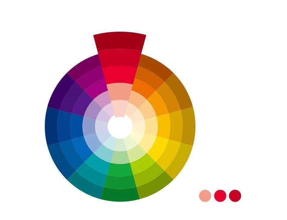 色相(一种颜色由暗,中,明三种色调组成)通过不同的明暗色调,富有层次