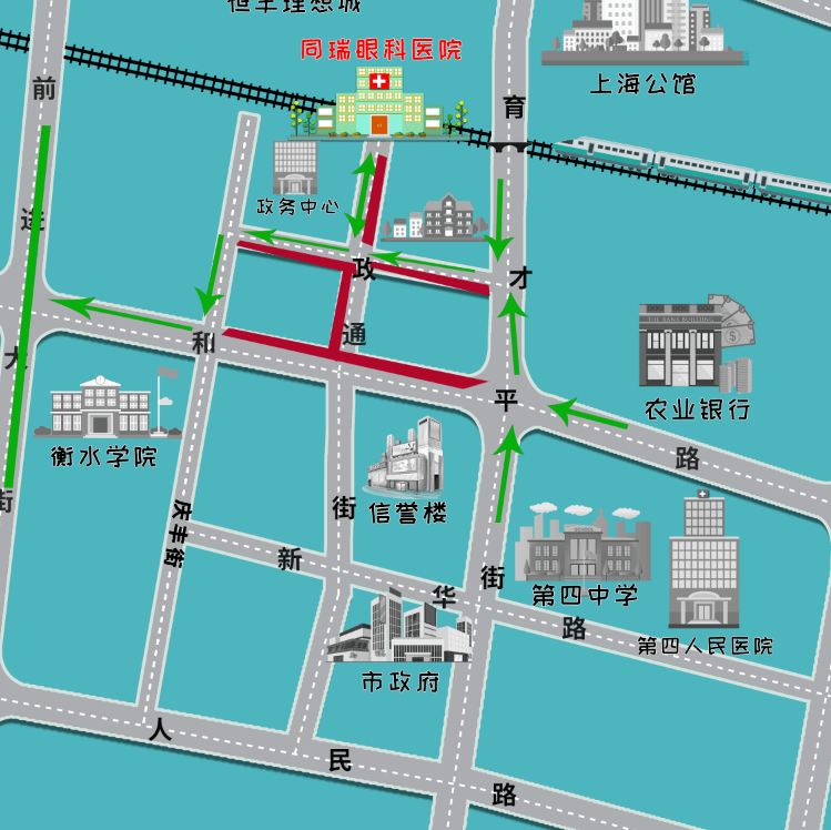 市政道路施工中,前往华厦衡水同瑞眼科医院请您提前规划路线