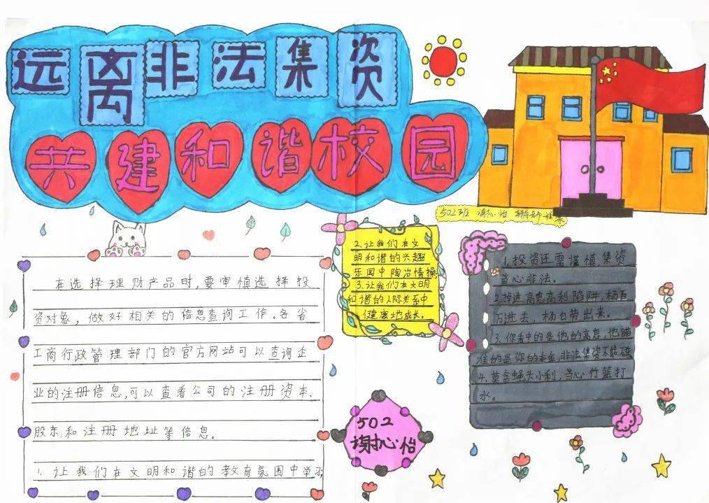 学校:横琴一小班级:502作者:谢心怡辅导老师:程冰防范非法集资学校