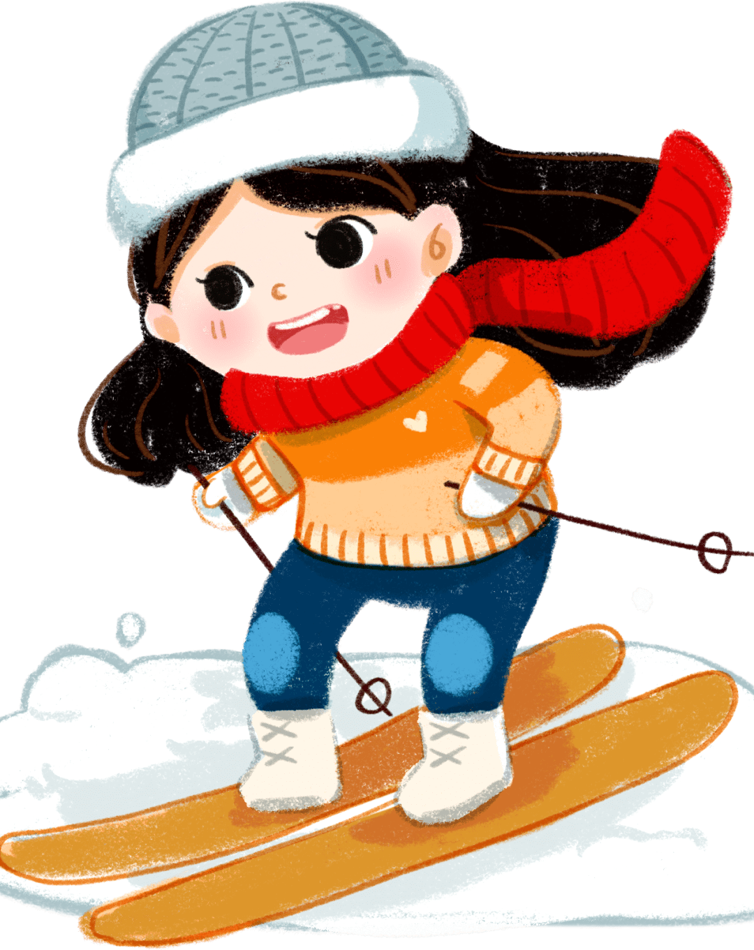 自由滑雪卡通人物图片