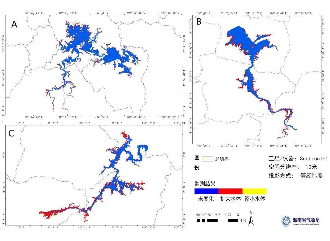松涛水库(a),大广坝水库(b),牛路岭水库(c)10月水体面积变化图2,农业