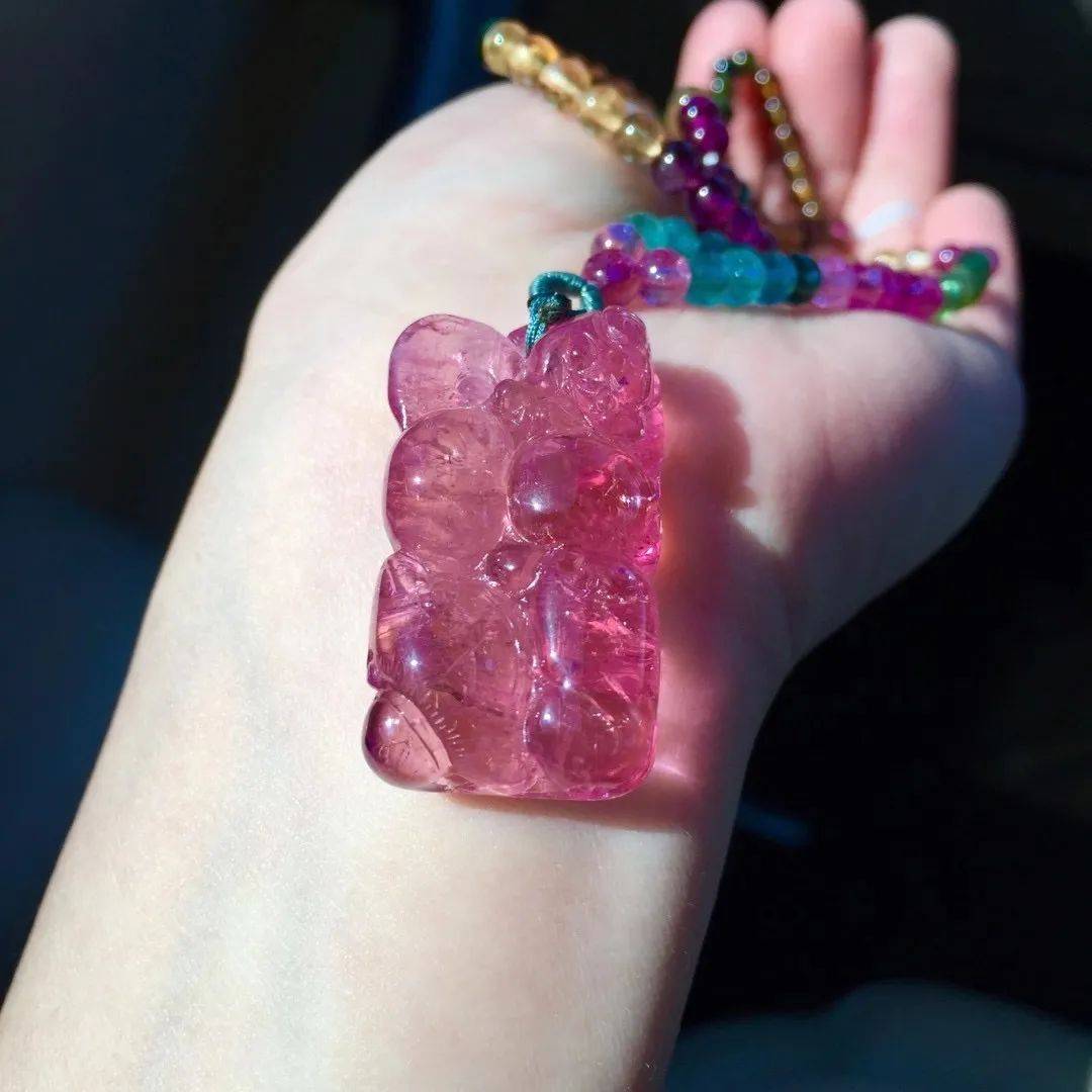 粉碧玺如意吊坠 超美糖果色 颜值爆表哦 晶体通透水润|单星宏巴西珠宝