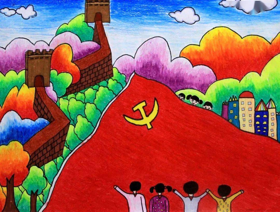 红色革命绘画作品简单图片