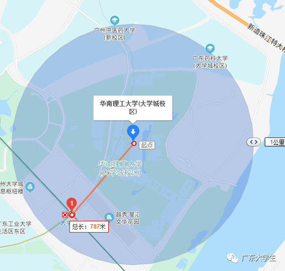 校内走到校门口都要花十几分钟华南理工大学华工五山校区距离华农很近