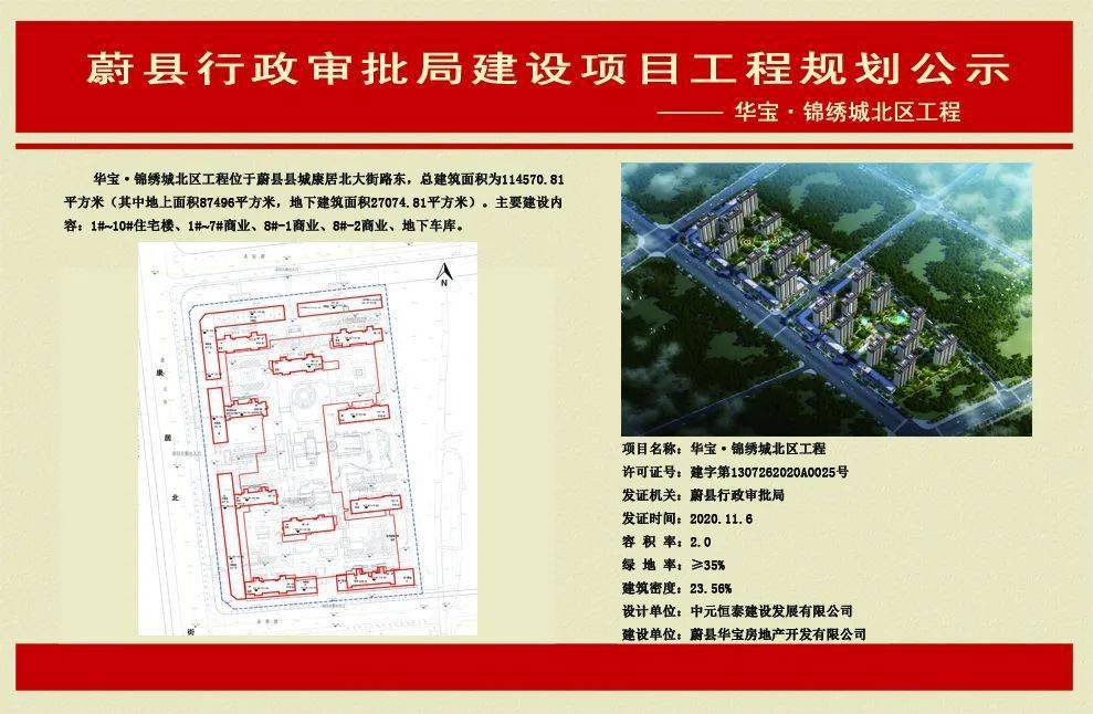 华宝·锦绣城北区工程蔚县行政审批局建设项目工程规划公示而小编今天