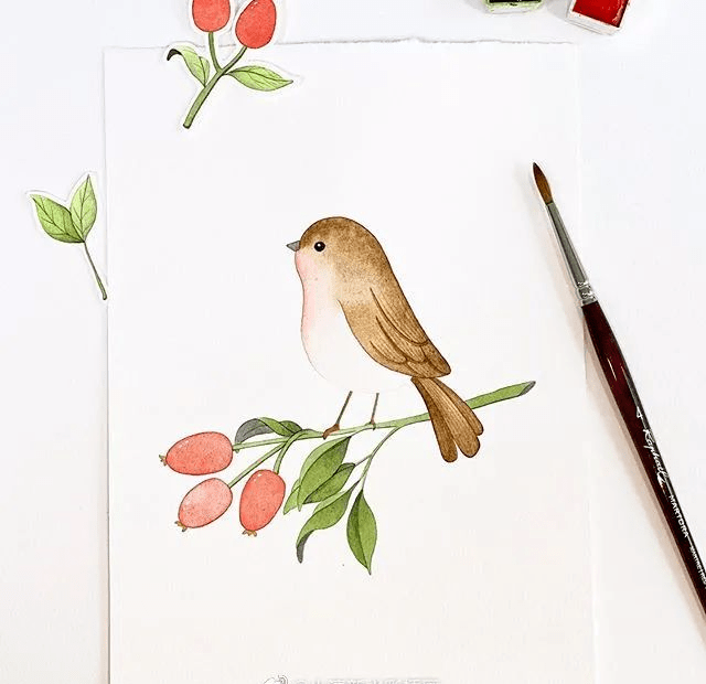 水彩插画|一组小清新水彩插画