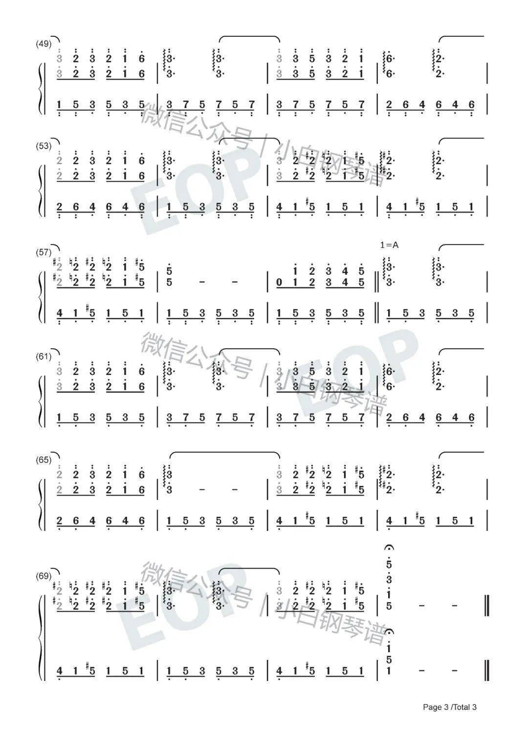 「琴谱|梦中的鸟」-murmures - 理查德·克莱德曼(含简谱)