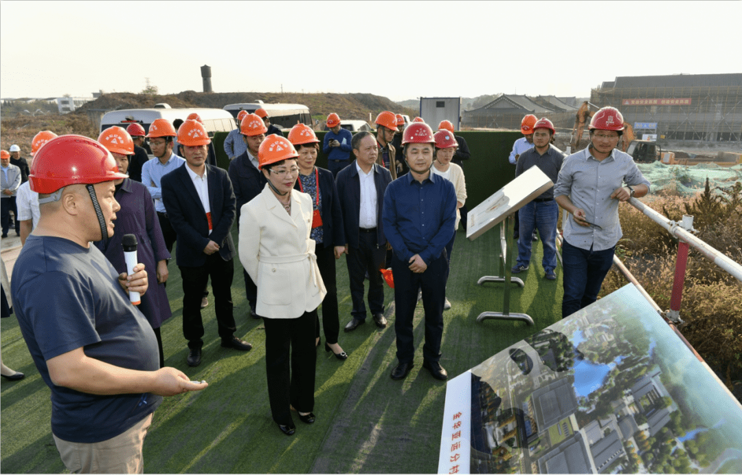 市社发集团董事长吴蔚华就市体育运动学校的施工概况,施工进度,质量