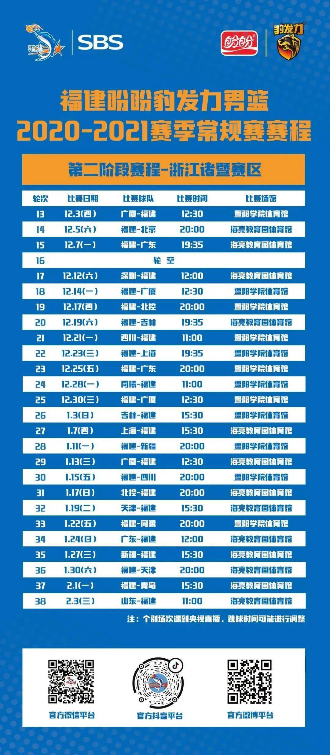 cba第二阶段赛程正式出炉福建豹发力男篮首战浙江广厦队