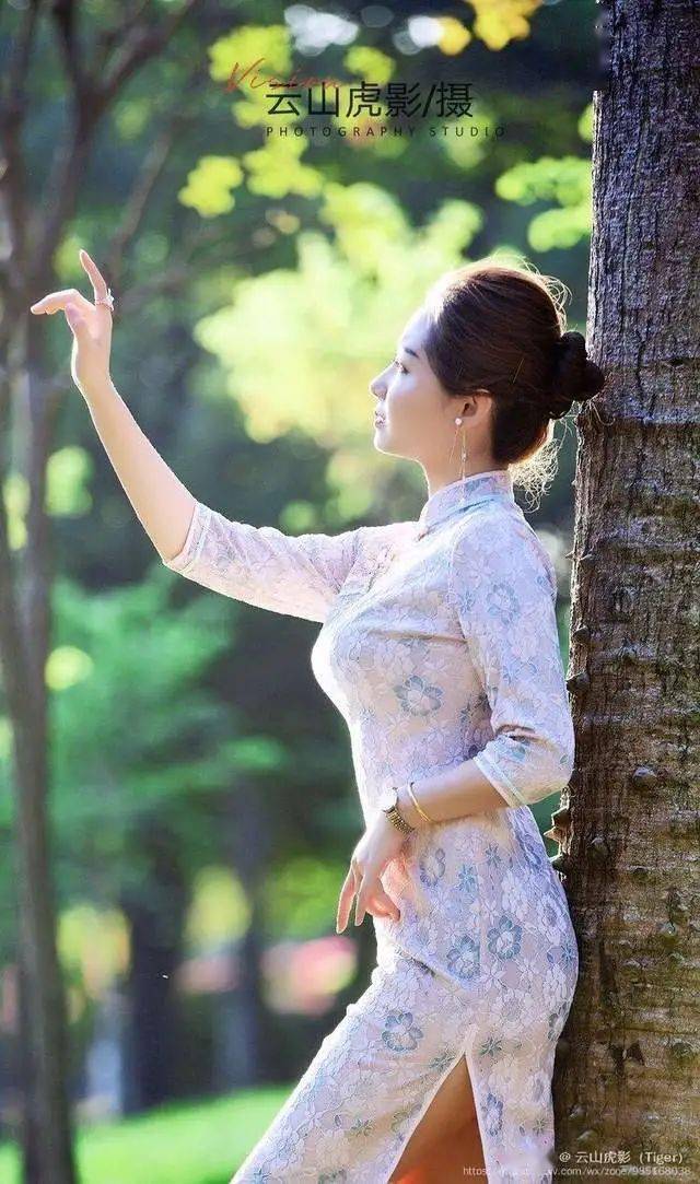 斜阳柔和黄昏时雅致佳人梦花缘