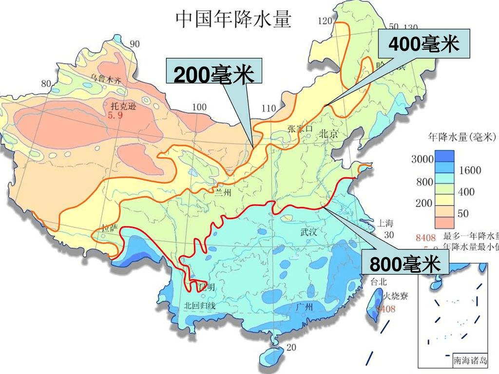 400毫米等降水量线以外的地区基本告别了对水资源需求巨大的农业