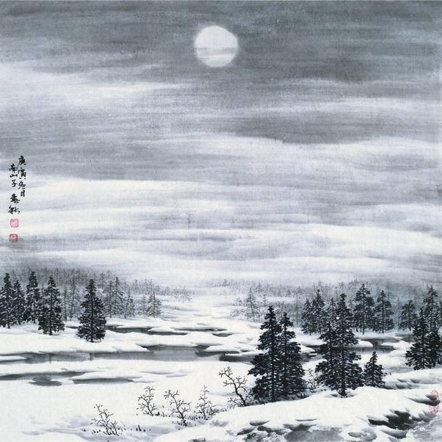 诗情画意赏赵春秋老师冰雪山水里撩人月色