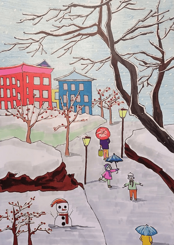 雪季重启!北京中小学生用画笔描绘最美雪景