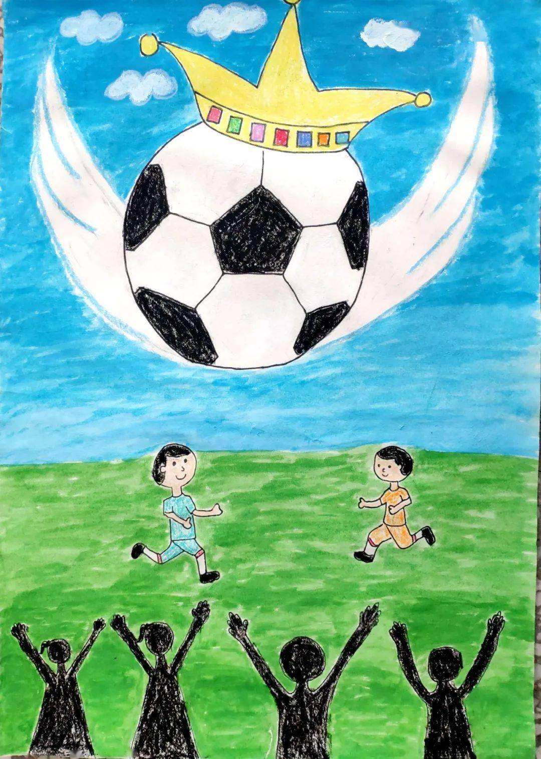小学足球画一等奖图片