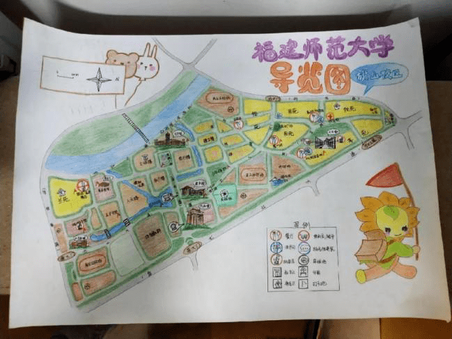 旅遊專業 旅遊學院學子手繪的學校風景導覽圖 寶球 寶鼎 寶琛廣場 又