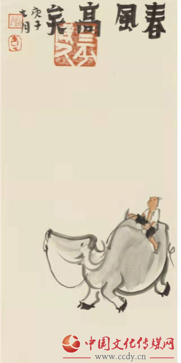 牧笛声声梦回故园读李学明画牛系列作品