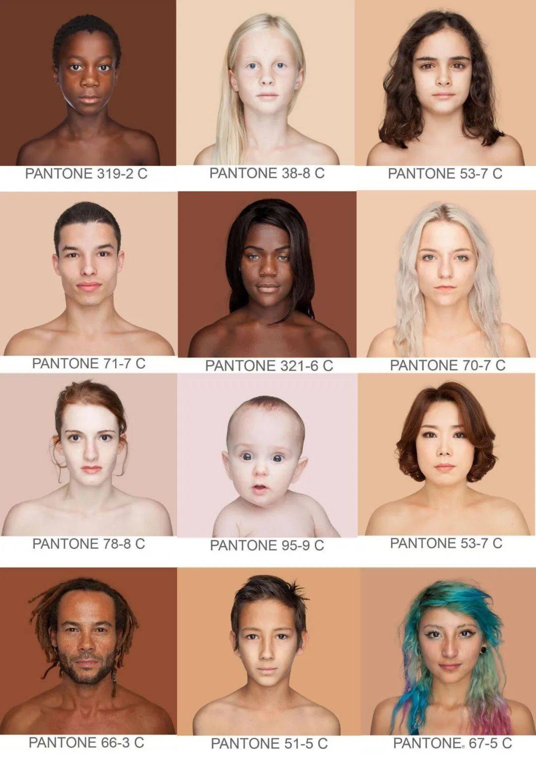人种肤色对比图片