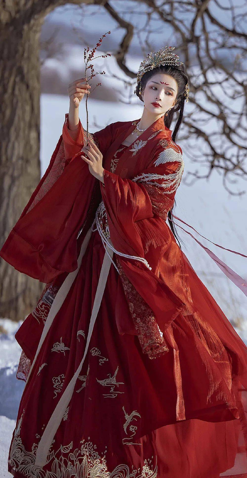 雪中汉服壁纸昔去雪如花今来花似雪