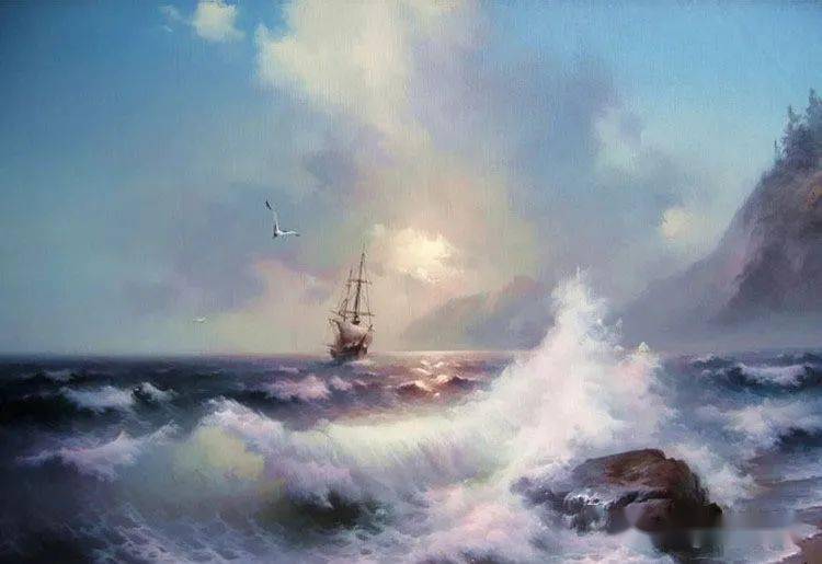 海景油画气势磅礴