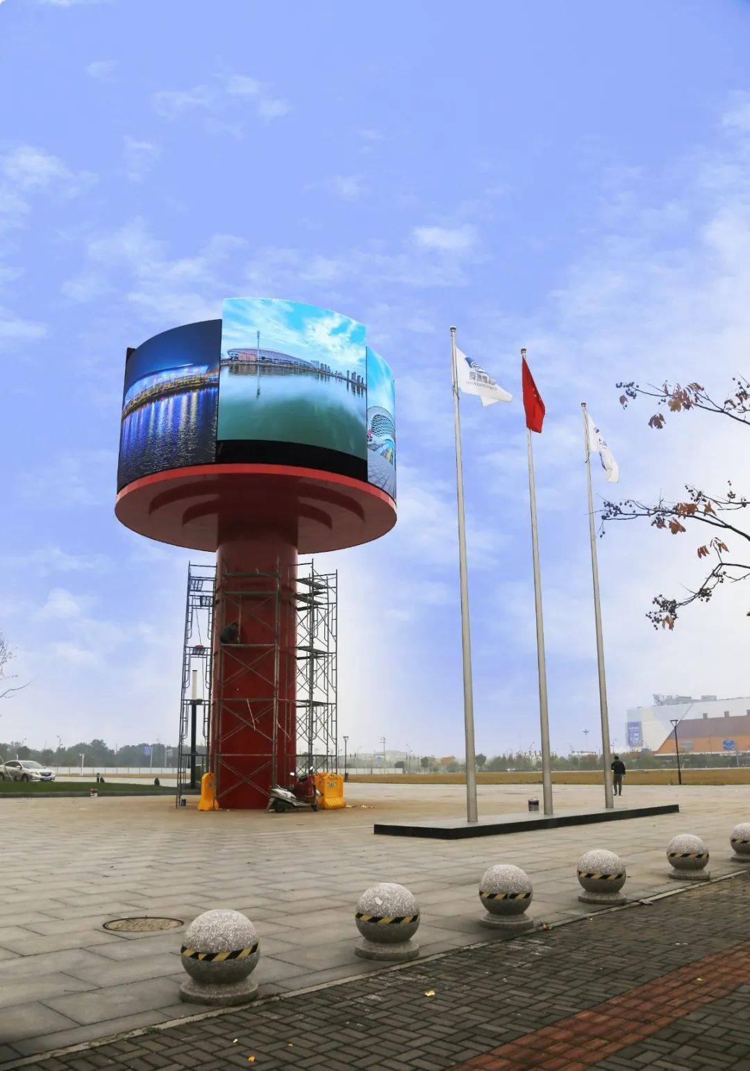 上虞这里的地标建筑火炬屏要亮起来了