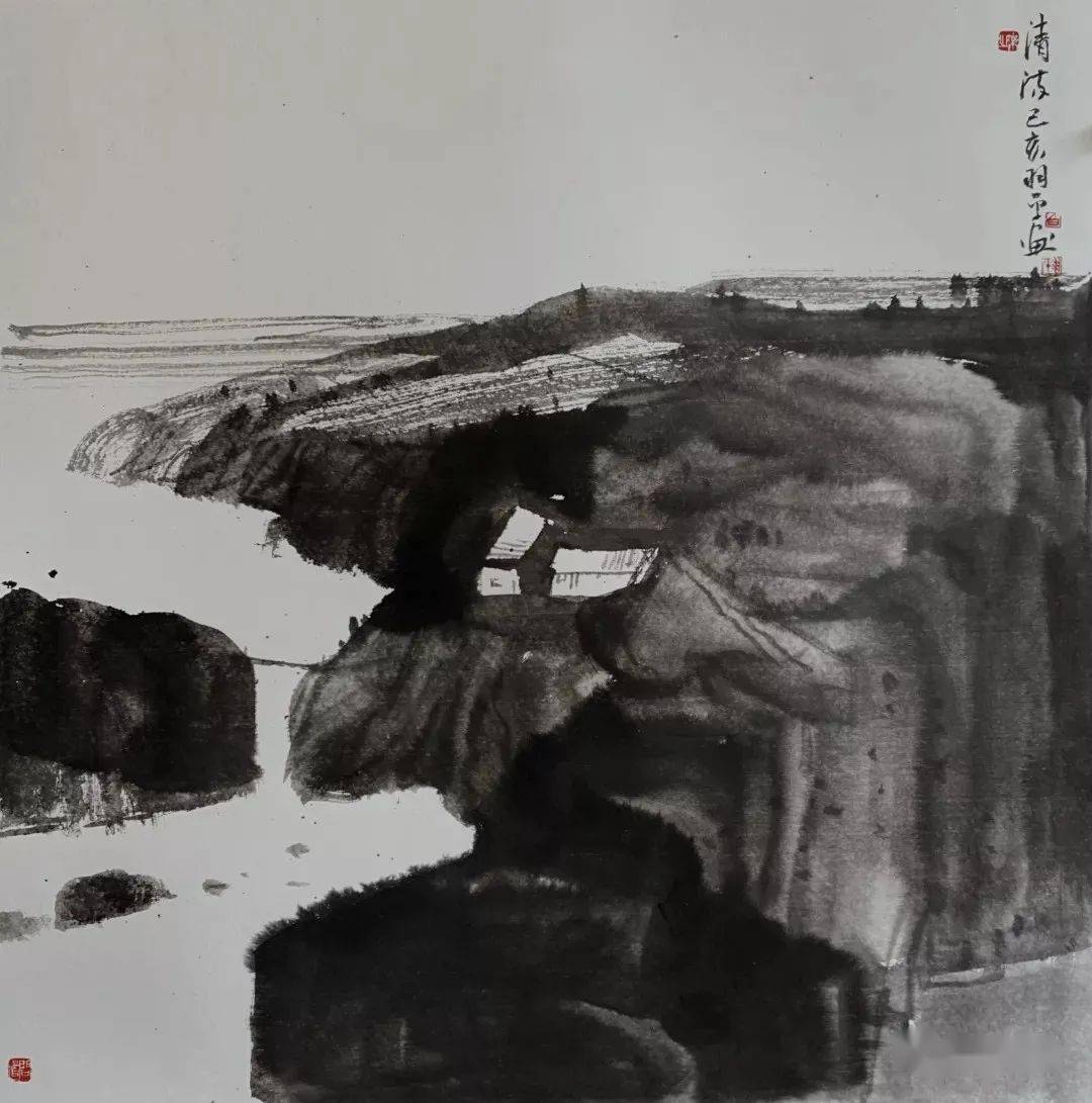 白羽平水墨风景人物作品