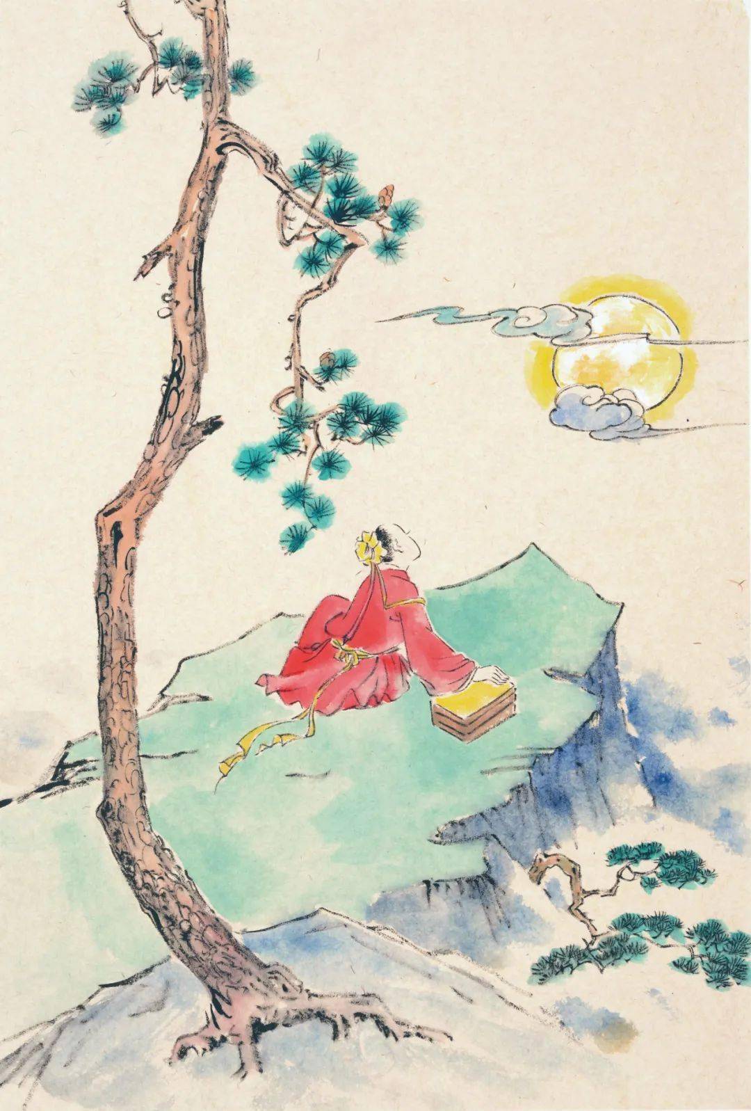 仙人垂两足,桂树何团团.