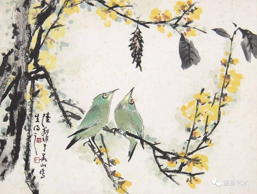 陆抑非画鸟,太美了!_花鸟画