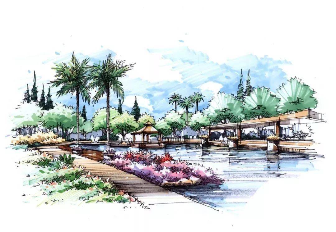 手绘之美100张建筑景观手绘效果图