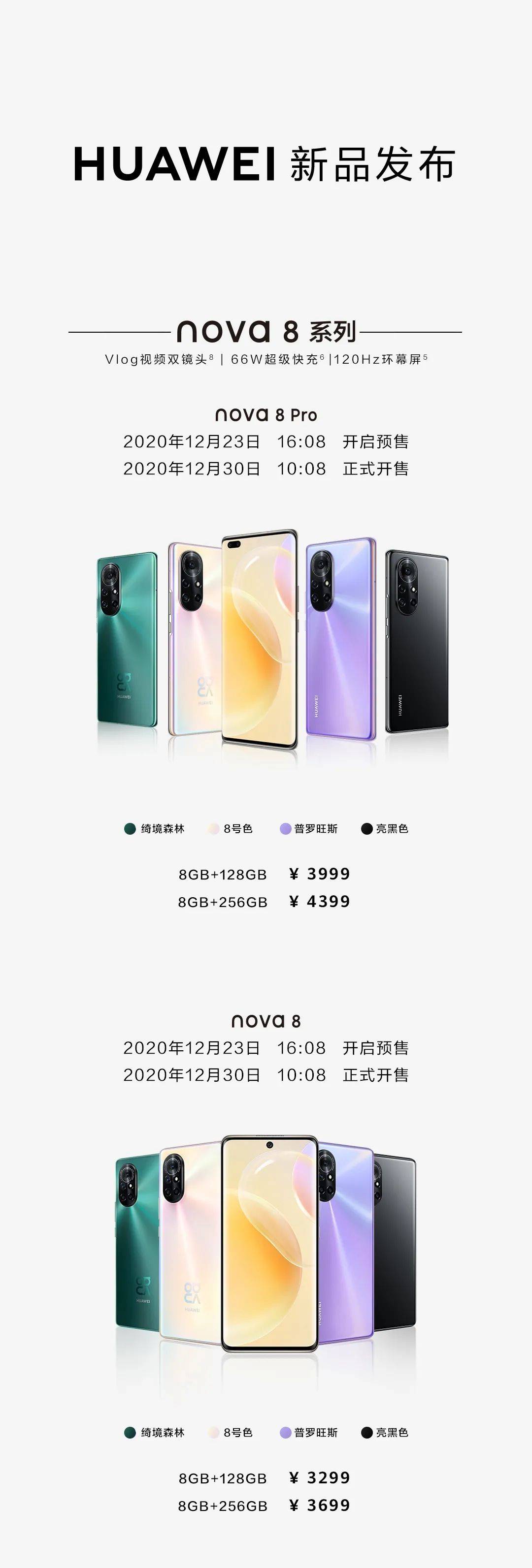 华为nova8系列参数图片