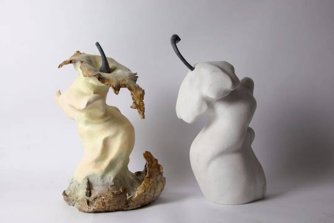 亚当与夏娃 陶瓷 大理石 50x50x100cm 2014